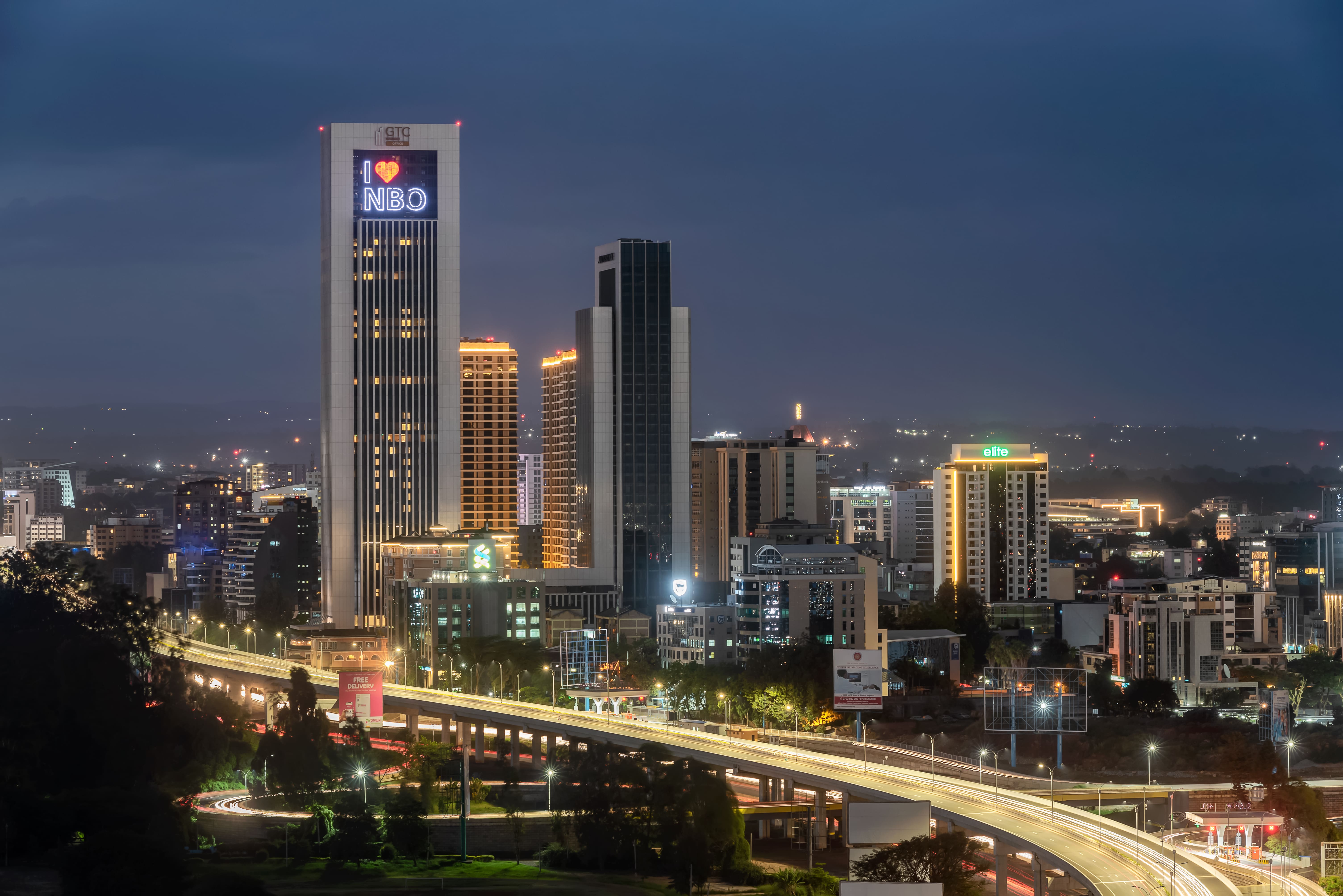 view of nairobi city at night